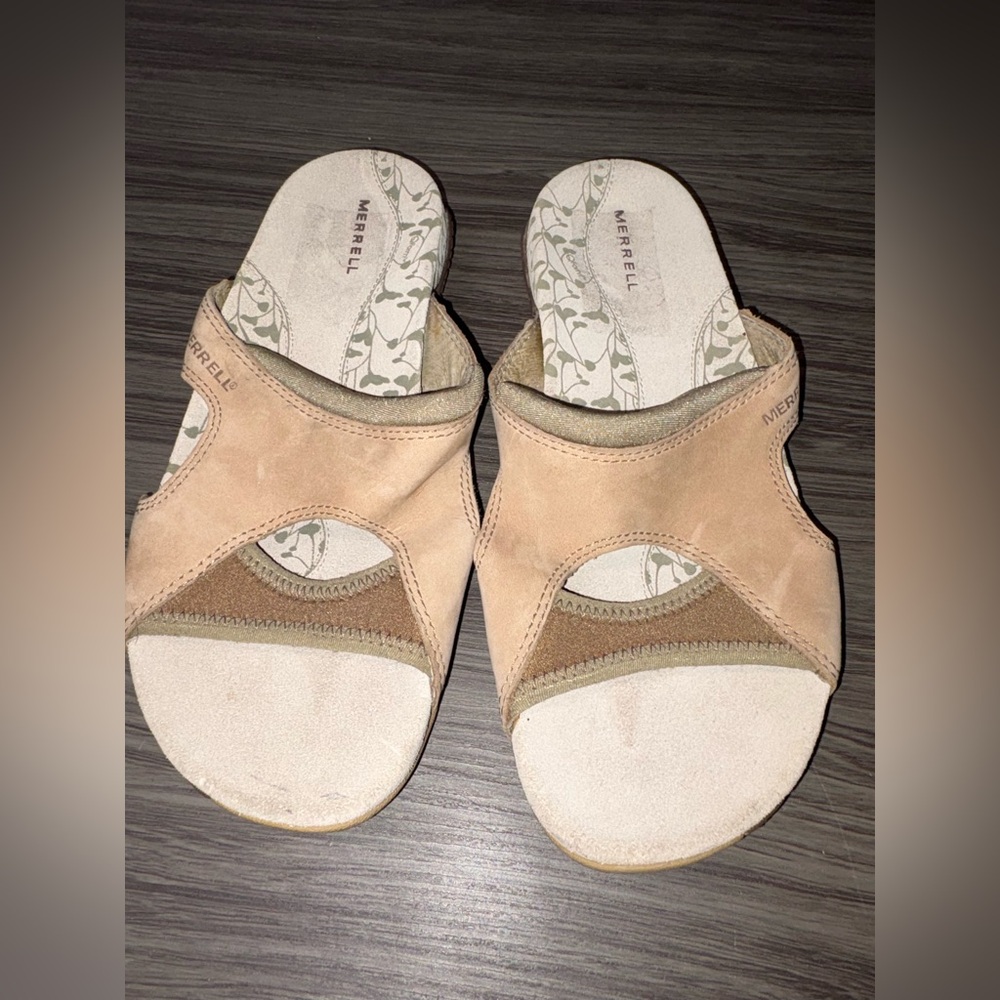 Merrell Pesaro Women's 6US/37EU Sandal Tan Leather J36472 Open Toe Casual Slides